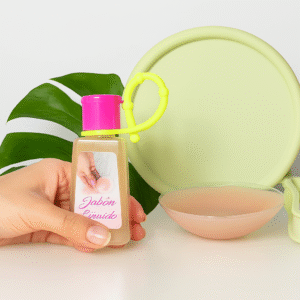 9b4a5b6d-cbf6-451d-9f2c-30f0eb54ebbf 2 pares - Pezoneras de silicona reutilizables, con estuche de silicona + Jabón líquido